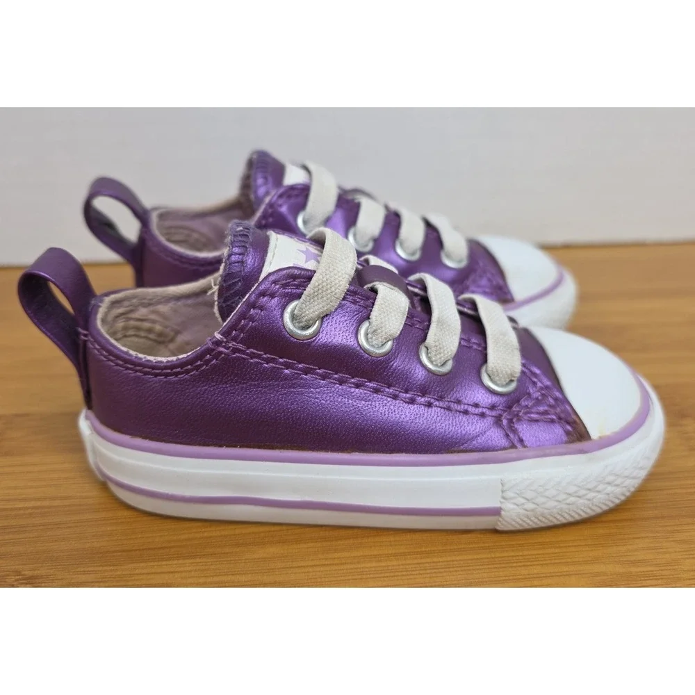 Converse Chuck Taylor All Star Purple Infant Size 5 Hook Loop Sneakers 726104F